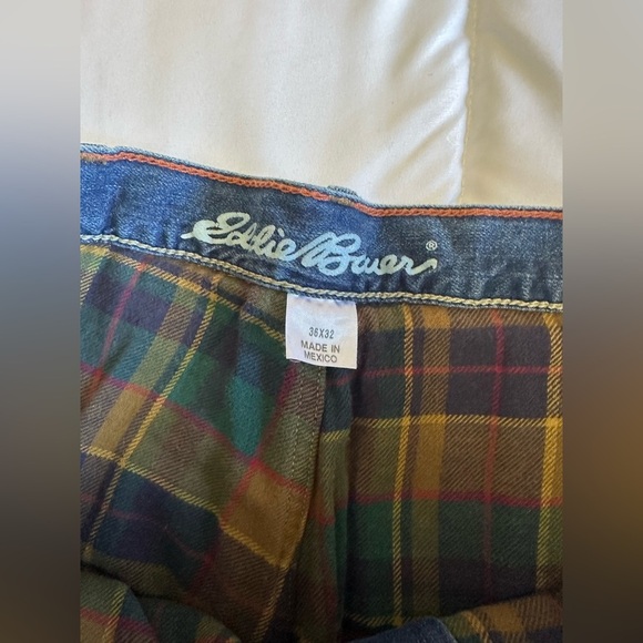 New Eddie Bauer Sz 36x32 Flannel Lined Jeans Classic Straight - Picture 4 of 7
